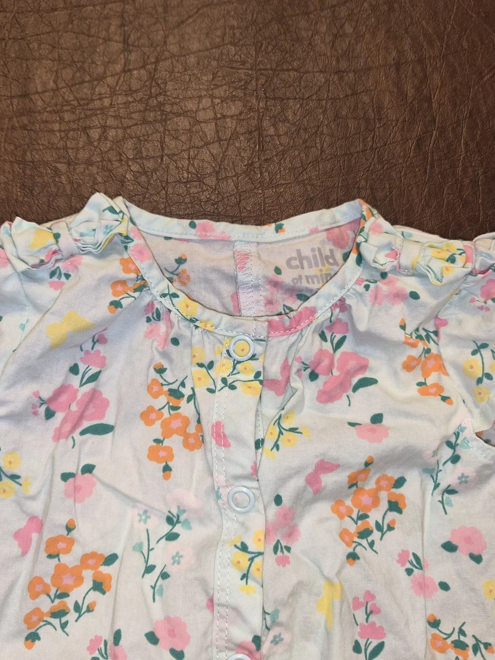 Floral Butterfly Baby Romper - Pink, Yellow, Orange 12 Months